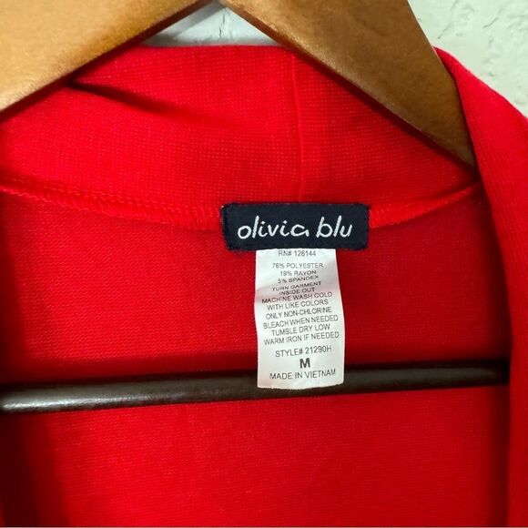 Women's Olivia Blu Red Open Cardigan Sweater - Picture 4 of 6